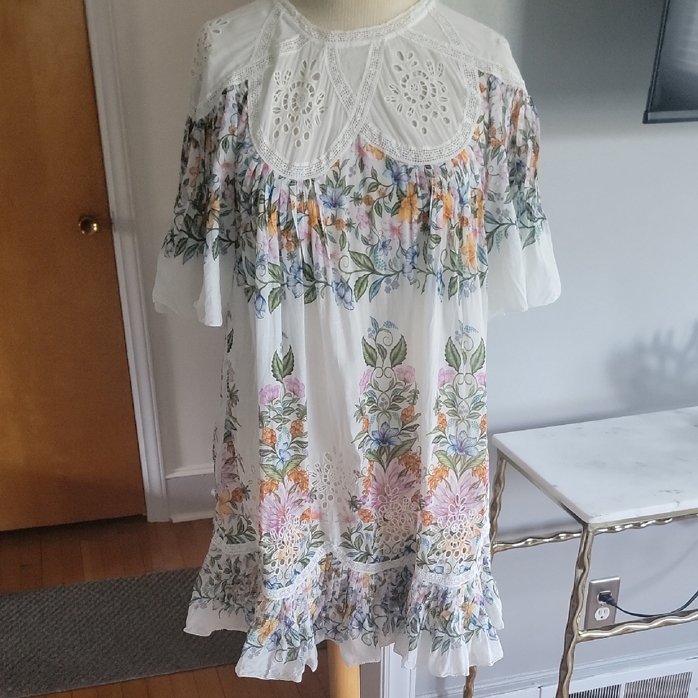 FARM Rio White Floral Mini Dress with Pink, Yellow & Green Accents - Picture 6 of 6